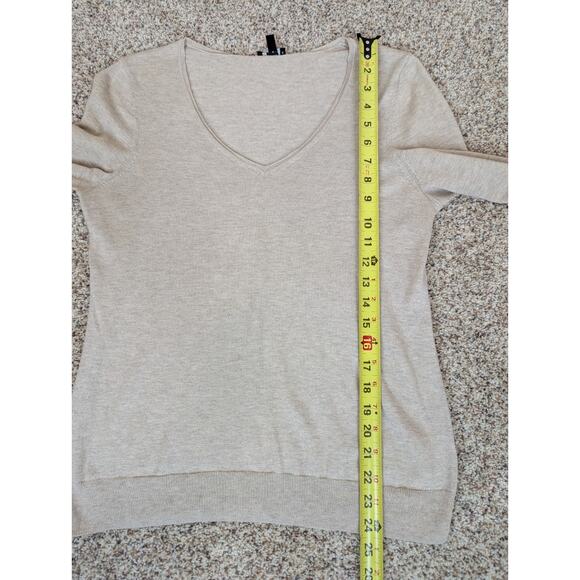 Talbots Cashmere Pima Cotton Blend Sweater Women's Medium V-Neck Pullover Tan - Picture 4 of 7